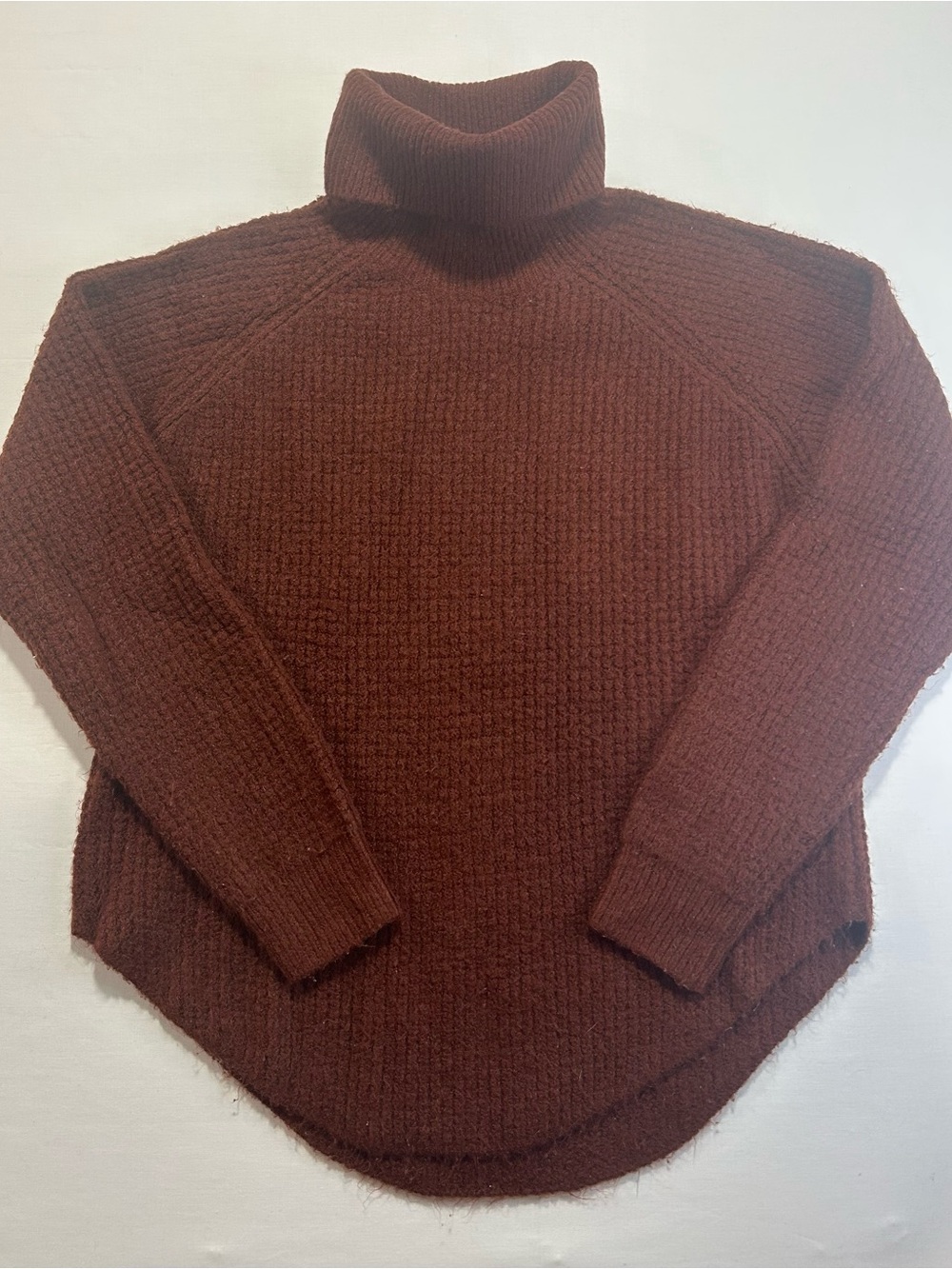 KUHL Sienna Cowl Neck Sweater Rust Brown Textured Boucle Knit Pullover Size M